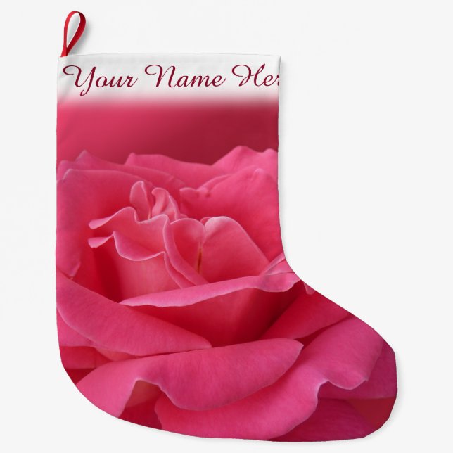 Pink Rose Stocking Rose Christmas Stocking Custom (Front)