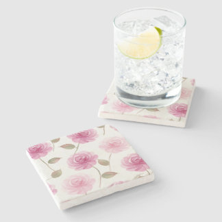 Pink Rose Stone Coaster