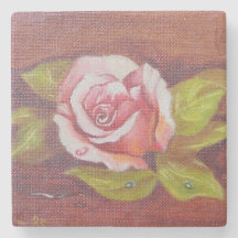 Pink Rose Stone Coaster
