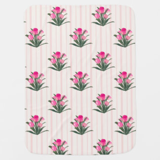 Pink Rose Striped Baby Blanket