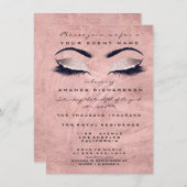 Pink Rose Stroke  Makeup Eyes Glitter 16th Bridal Invitation (Front/Back)