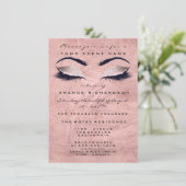 Pink Rose Stroke  Makeup Eyes Glitter 16th Bridal Invitation (Standing Front)