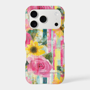 Pink Rose Sunflower Teal Summer Floral iPhone 17 Pro Case