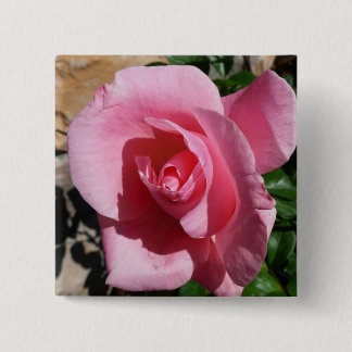 Pink Rose Sunny Garden Floral Button