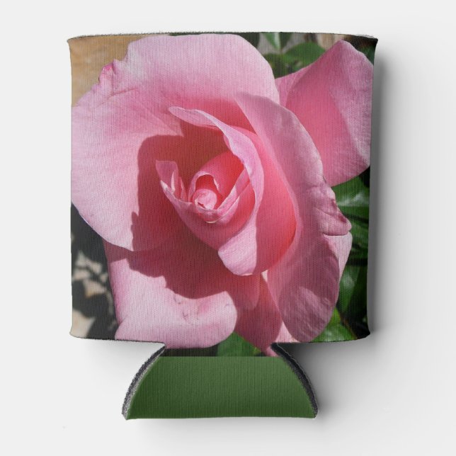 Pink Rose Sunny Garden Floral Can Cooler (Front)