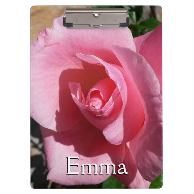 Pink Rose Sunny Garden Floral Clipboard (Front)