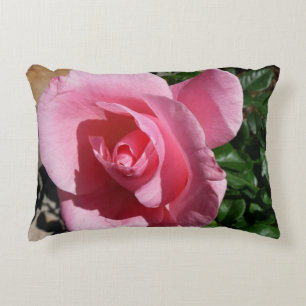 Pink Rose Sunny Garden Floral Decorative Pillow