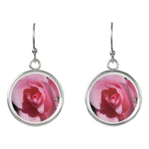 Pink Rose Sunny Garden Floral Earrings