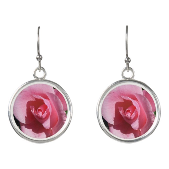 Pink Rose Sunny Garden Floral Earrings (Front)