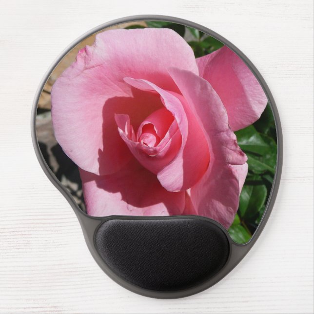 Pink Rose Sunny Garden Floral Gel Mouse Pad (Front)