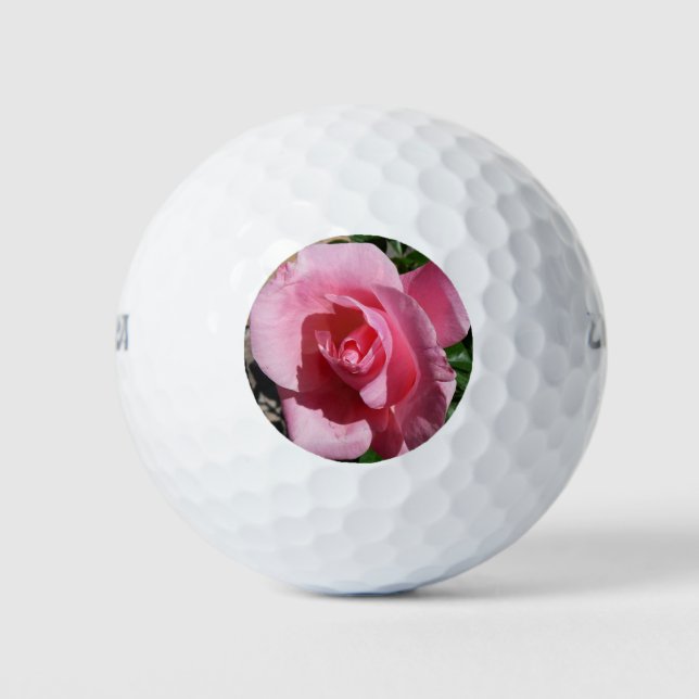 Pink Rose Sunny Garden Floral Golf Balls (Front)