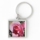 Pink Rose Sunny Garden Floral Keychain