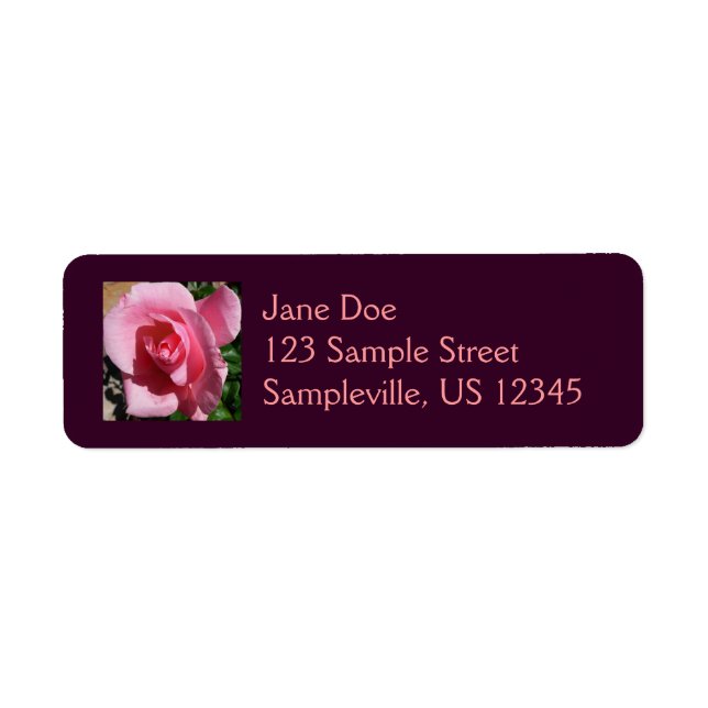 Pink Rose Sunny Garden Floral Label (Front)