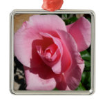 Pink Rose Sunny Garden Floral Metal Ornament
