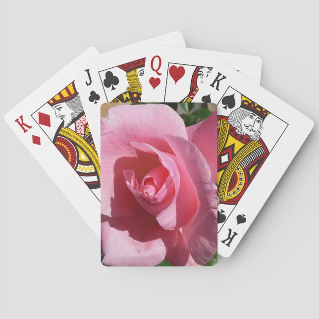 Pink Rose Sunny Garden Floral Poker Cards (Back)