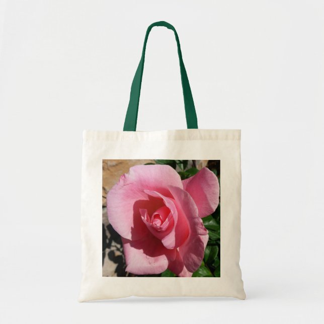 Pink Rose Sunny Garden Floral Tote Bag (Front)