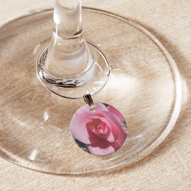 Pink Rose Sunny Garden Floral Wine Charm (In Situ)