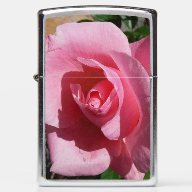 Pink Rose Sunny Garden Floral Zippo Lighter (Front)