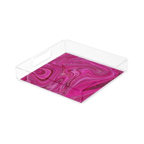 Pink Rose Swirls Acrylic Tray