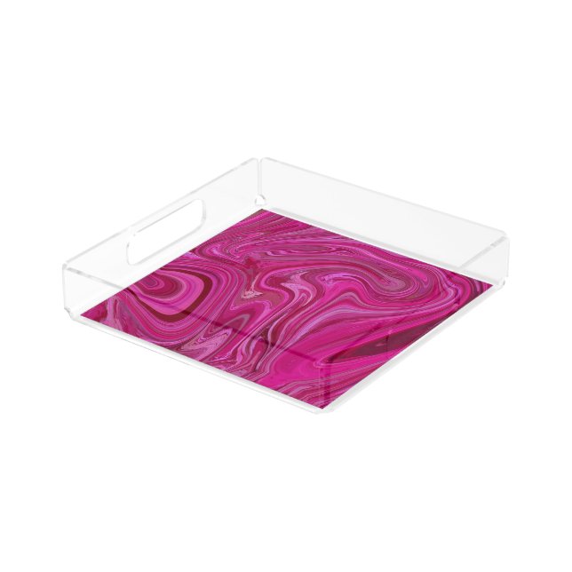 Pink Rose Swirls Acrylic Tray (Angled)