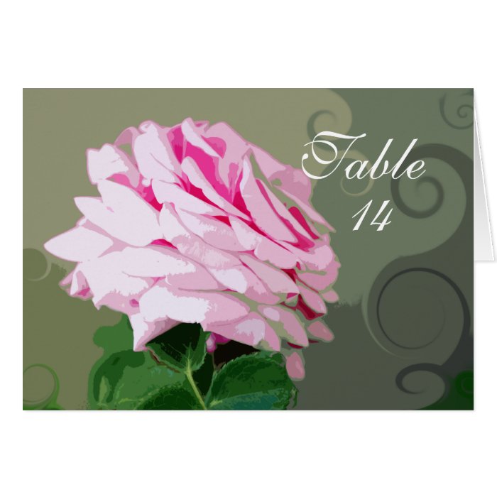 Pink Rose Swirls Folded Table Number Cards