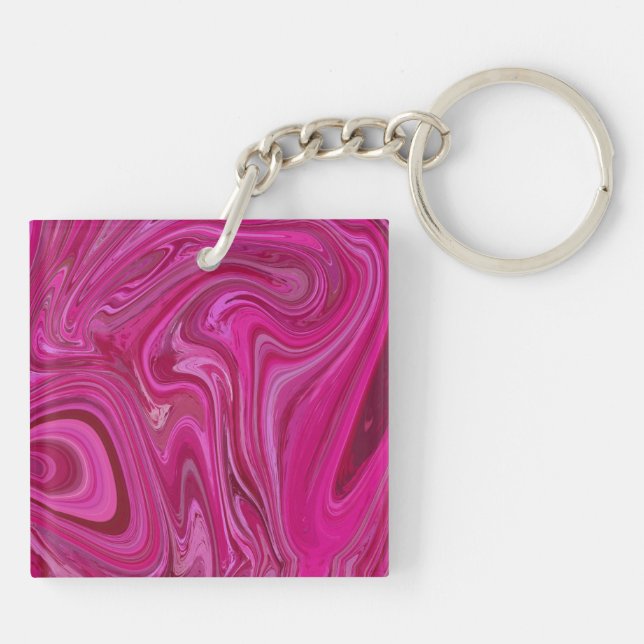 Pink Rose Swirls Keychain (Back)