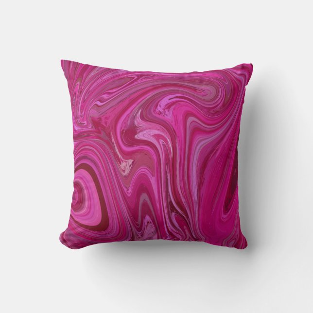 Pink Rose Swirls Throw Pillow (Front)