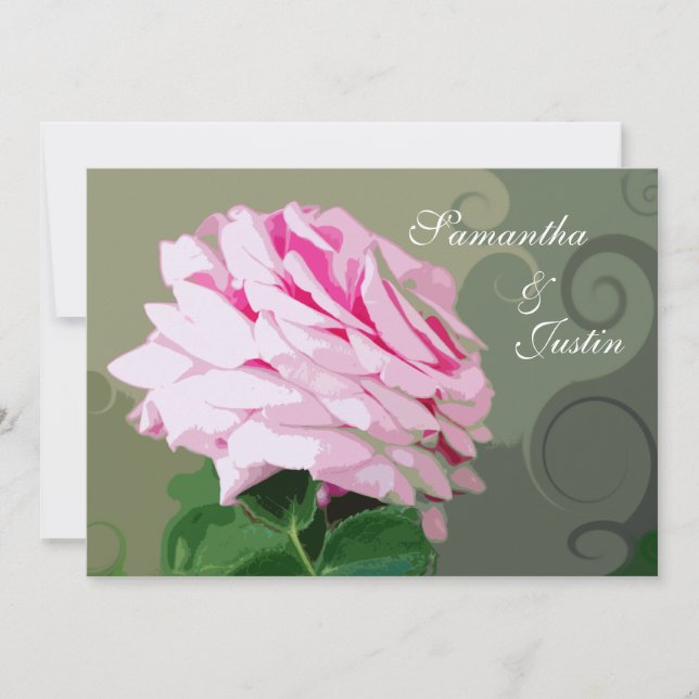 Pink Rose Swirls Wedding Brunch Invitation (Front)