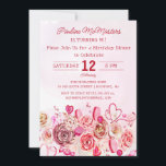 Pink Rose Swirly Heart 90th Birthday Dinner Invitation<br><div class="desc">Girly girls of all ages will love this feminine design. Pretty pink watercolor roses and whimsical swirly hearts create the perfect 90th birthday dinner invitation for a February or Valentine's Day birthday. The softest pink watercolor wash frames the text and graphics perfectly. The back is as pretty as the front....</div>