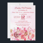 Pink Rose Swirly Heart 90th Birthday Dinner Invitation<br><div class="desc">Girly girls of all ages will love this feminine design. Pretty pink watercolor roses and whimsical swirly hearts create the perfect 90th birthday dinner invitation for a February or Valentine's Day birthday. The softest pink watercolor wash frames the text and graphics perfectly. The back is as pretty as the front....</div>