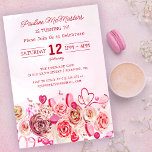 Pink Rose Swirly Heart Valentine's 18th Birthday Invitation<br><div class="desc">Girly girls of all ages will love this feminine design. Pretty pink watercolor roses and whimsical swirly hearts create the perfect 18th birthday invitation for a February or Valentine's Day birthday. The softest pink watercolor wash frames the text and graphics perfectly. The back is as pretty as the front. A...</div>