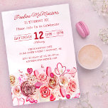 Pink Rose Swirly Heart Valentine's 30th Birthday Invitation<br><div class="desc">Girly girls of all ages will love this feminine design. Pretty pink watercolor roses and whimsical swirly hearts create the perfect 30th birthday invitation for a February or Valentine's Day birthday. The softest pink watercolor wash frames the text and graphics perfectly. The back is as pretty as the front. A...</div>