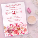Pink Rose Swirly Heart Valentine's 60th Birthday Invitation<br><div class="desc">Girly girls of all ages will love this feminine design. Pretty pink watercolor roses and whimsical swirly hearts create the perfect 60th birthday invitation for a February or Valentine's Day birthday. The softest pink watercolor wash frames the text and graphics perfectly. The back is as pretty as the front. A...</div>