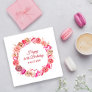 Pink Rose Swirly Heart Valentine's 80th Birthday Napkins