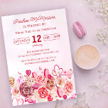 Pink Rose Swirly Heart Valentine's 90th Birthday Invitation<br><div class="desc">Girly girls of all ages will love this feminine design. Pretty pink watercolor roses and whimsical swirly hearts create the perfect 90th birthday invitation for a February or Valentine's Day birthday. The softest pink watercolor wash frames the text and graphics perfectly. The back is as pretty as the front. A...</div>