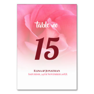 Pink Rose Table Number