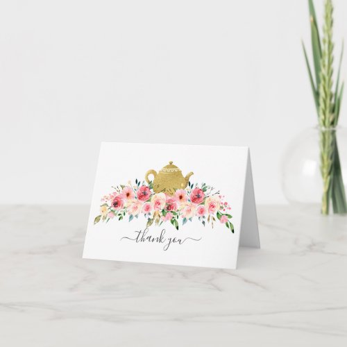 Pink Rose Tea Party  Thank You Note