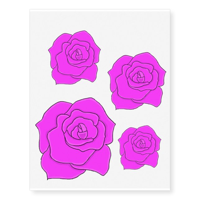 Pink rose temporary tattoos (Front)