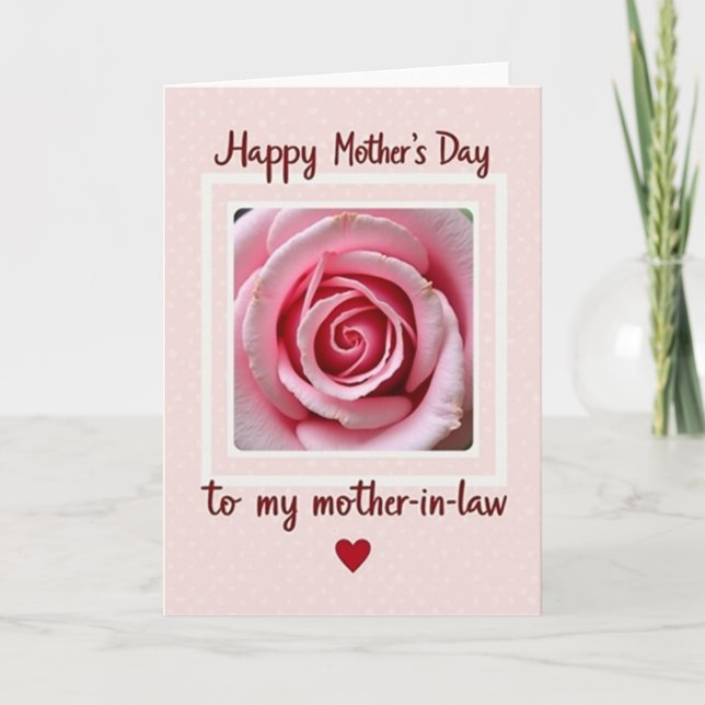 Pink Rose Tender Mothers Day Card (Front)