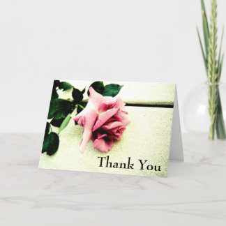 Pink Rose Thank You Wedding Card