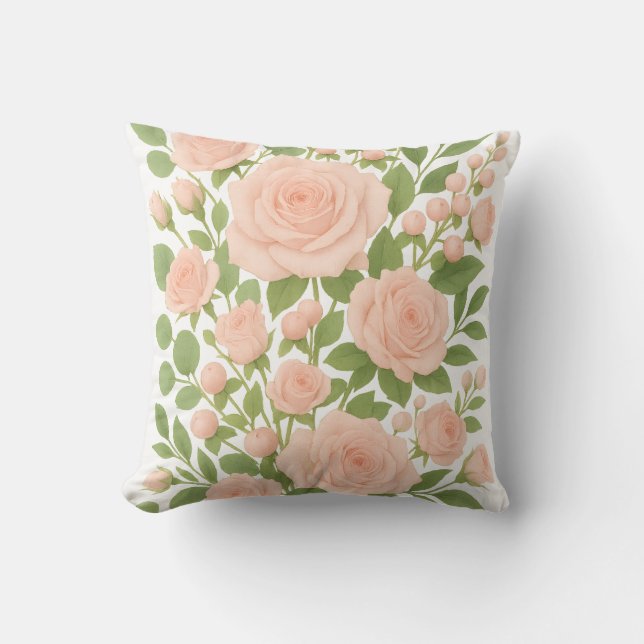 Pink Rose Throw Pillow (Front)