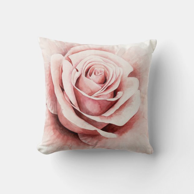 Pink Rose Throw Pillow (Front)