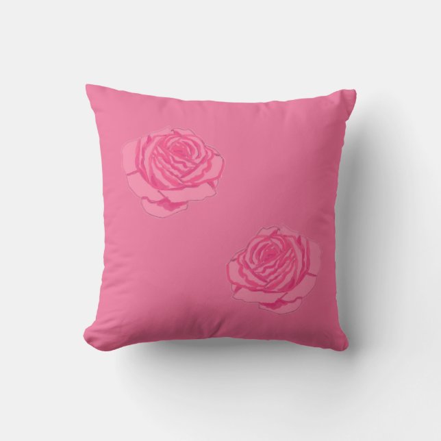 Pink rose throw pillow (Front)