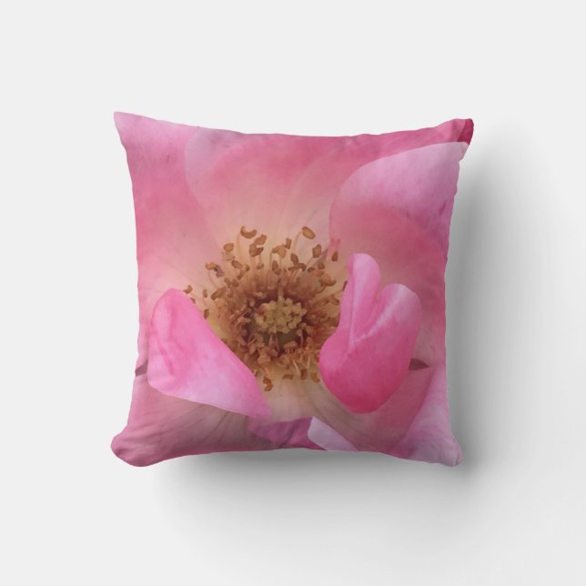 Pink Rose Throw Pillow (Front)
