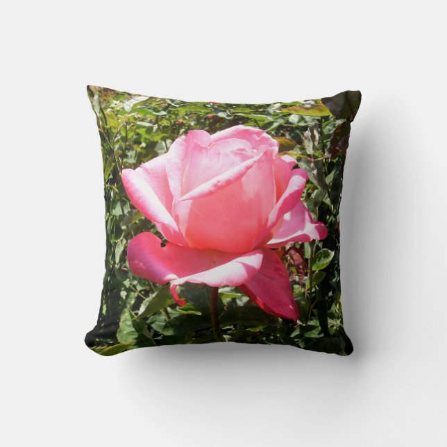 Pink Rose Throw Pillow (Front)