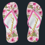 Pink Rose Tiger Lily Wedding Flip Flops<br><div class="desc">Pink Tiger Lilies and Roses with Greenery.</div>