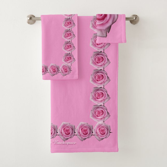 Pink Rose Towel Sets Personalized Rose Towels (Insitu)