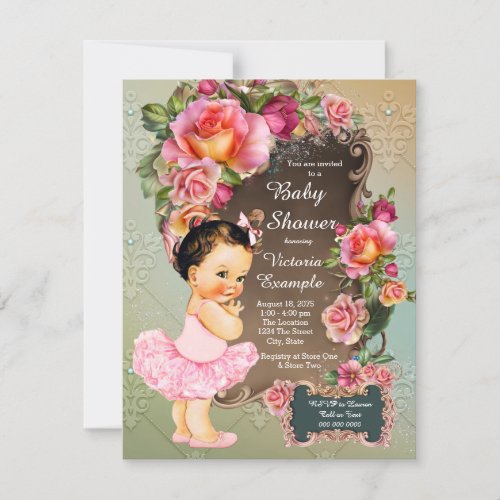 Pink Rose Tutu Baby Shower Invitation