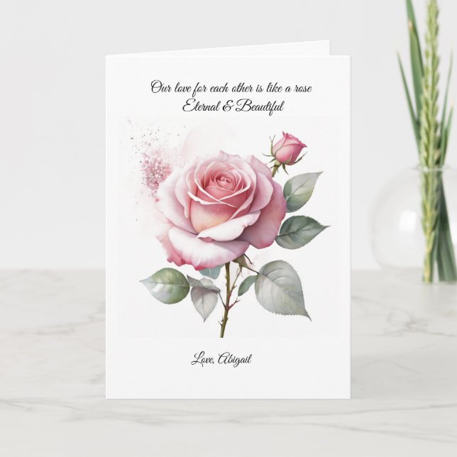 Pink rose Valentine's day card for her/him (Front)