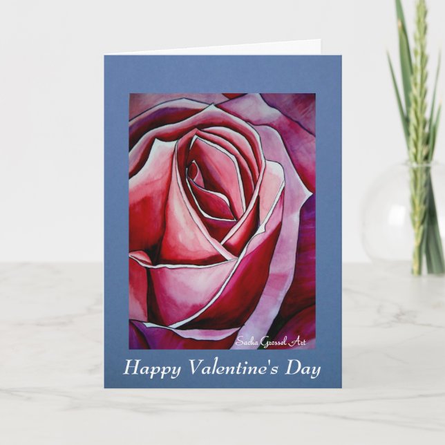 Pink Rose Valentine's Day Holiday Card (Front)